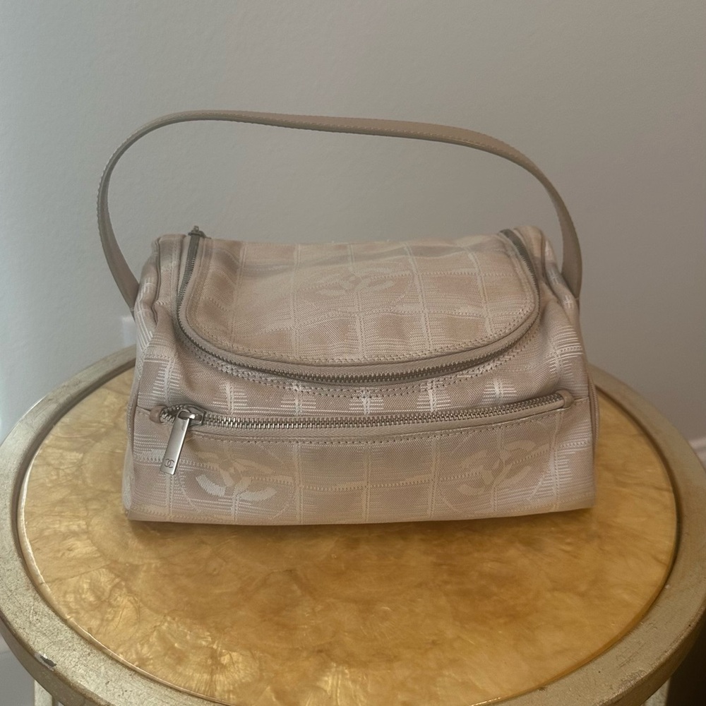 Chanel Nylon Travel Cosmetic Vanity Bag Beige
